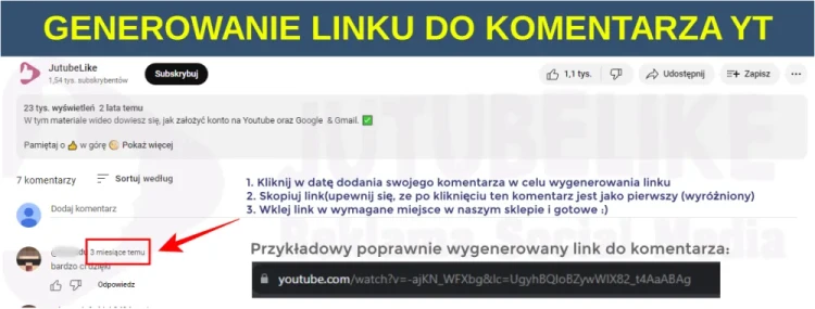 Generowanie linku do komentarza na YT