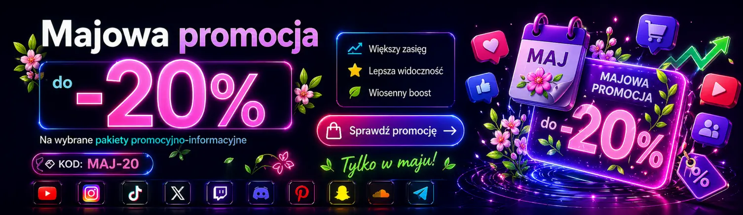 Majowa Promocja -20% Sklep JUTUBELIKE.PL